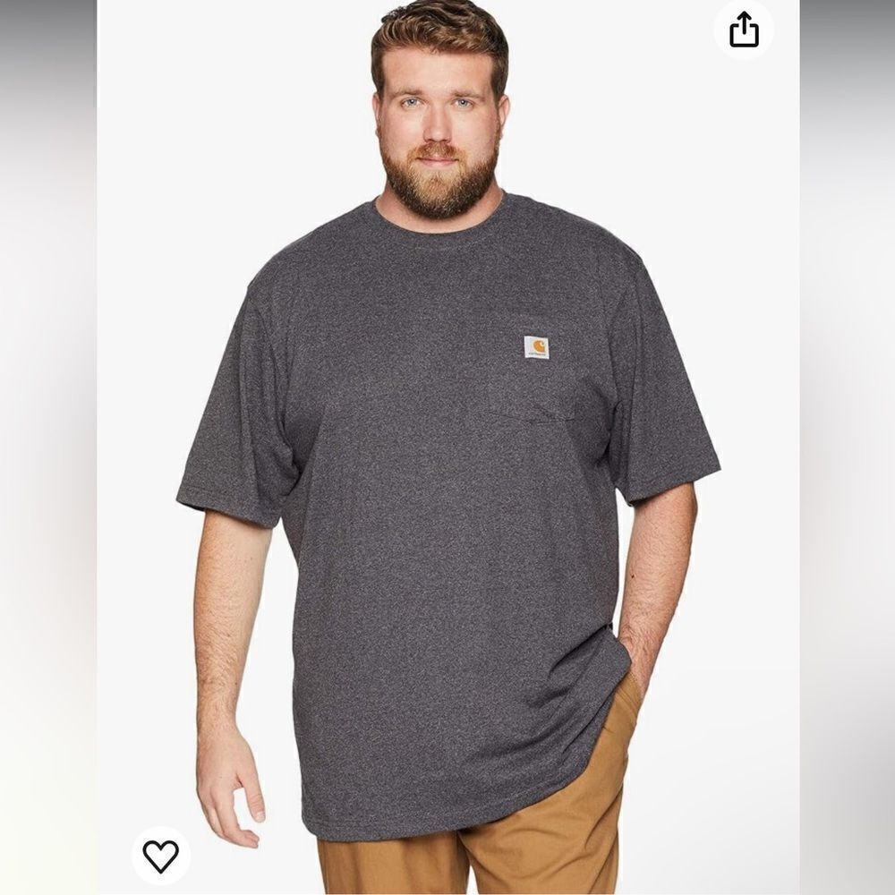 Carhartt Men’s Gray Classic Tee Shirt with Logo & Pocket on the Chest (Size: XL)